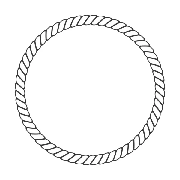 Marco de cuerda redonda. Cuerdas de círculo, borde redondeado y ma decorativo — Archivo Imágenes Vectoriales