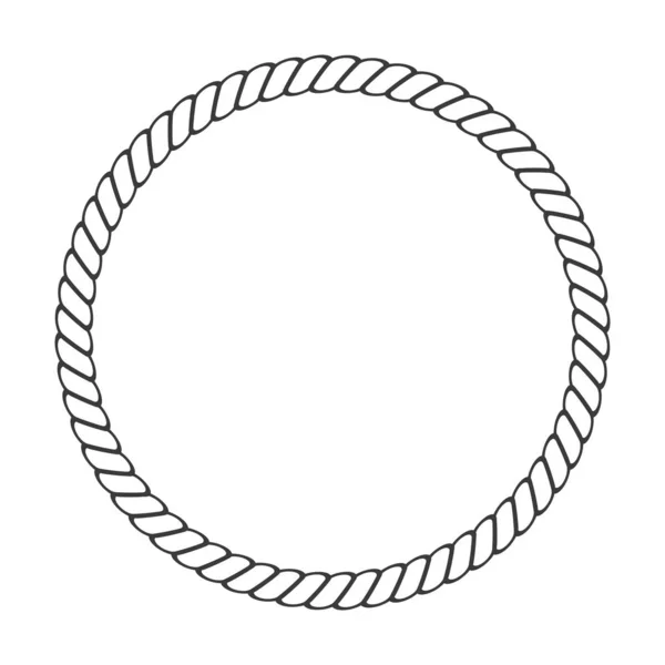 Round rope frame. Circle ropes, rounded border and decorative ma — Stock Vector