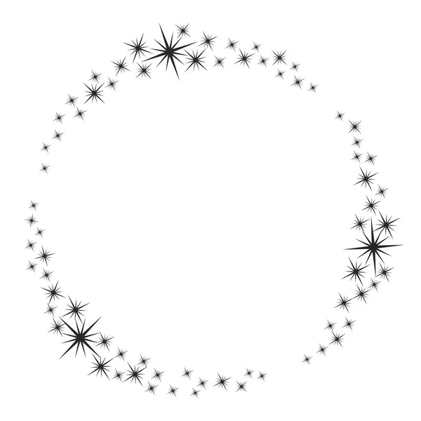 Marco Stardust. Marco brillante del círculo de la estrella, sello estrellado del brillo y — Vector de stock