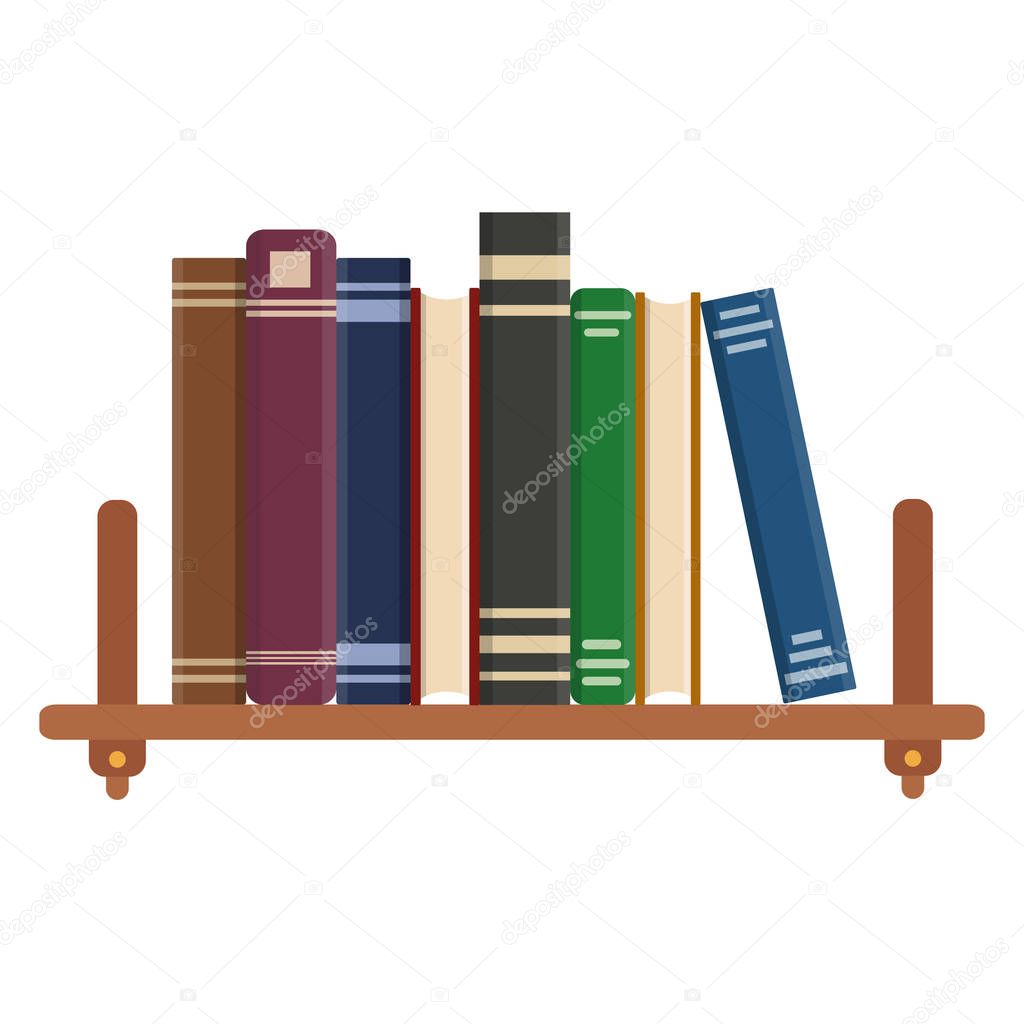 Flat book icon. Library books, open dictionary page and encyclop