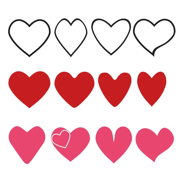 Love heart icon. Loving hearts, red like and lovely romance outl — Stock Vector