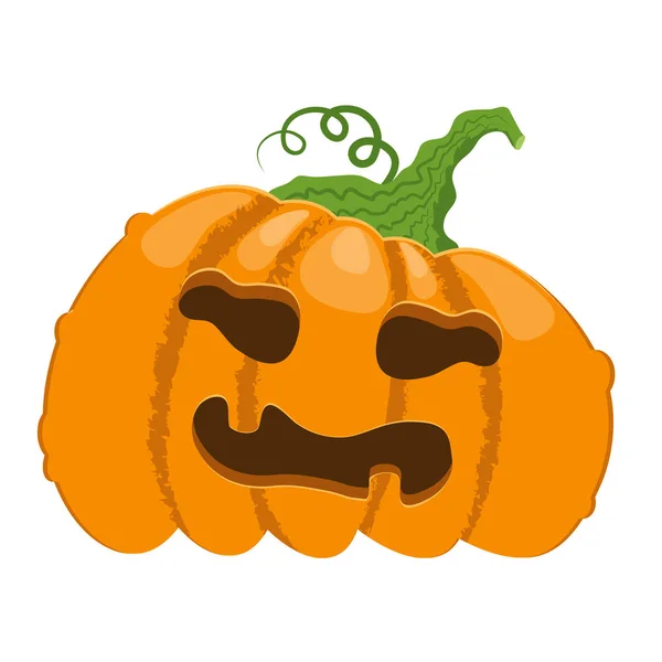 Kreslená Halloweenská dýně. Oranžové dýně s vyřezáváním strašidelného SM — Stockový vektor