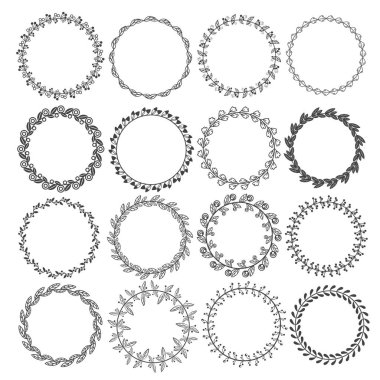 Daire yaprak çerçeveler. Çiçek yaprakları yuvarlak çerçeve, çiçek süs c