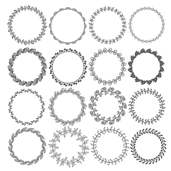 Kreis-Blatt-Rahmen. Blumenblätter runder Rahmen, Blumenschmuck c — Stockvektor