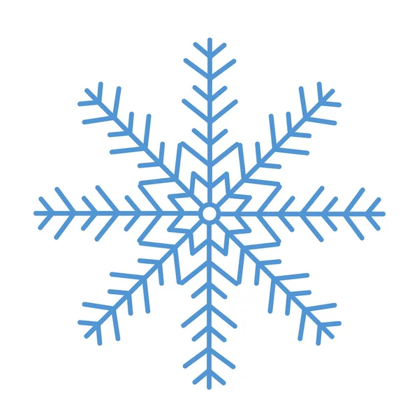 Copos de nieve planos. Cristales de copo de nieve de invierno, forma de nieve de Navidad — Vector de stock