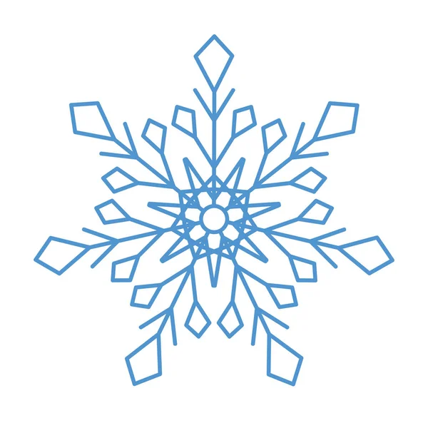 Flache Schneeflocken. Winter Schneeflocken Kristalle, Weihnachten Schnee Form — Stockvektor
