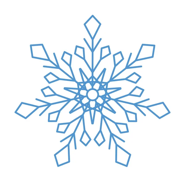 Copos de nieve planos. Cristales de copo de nieve de invierno, forma de nieve de Navidad — Vector de stock