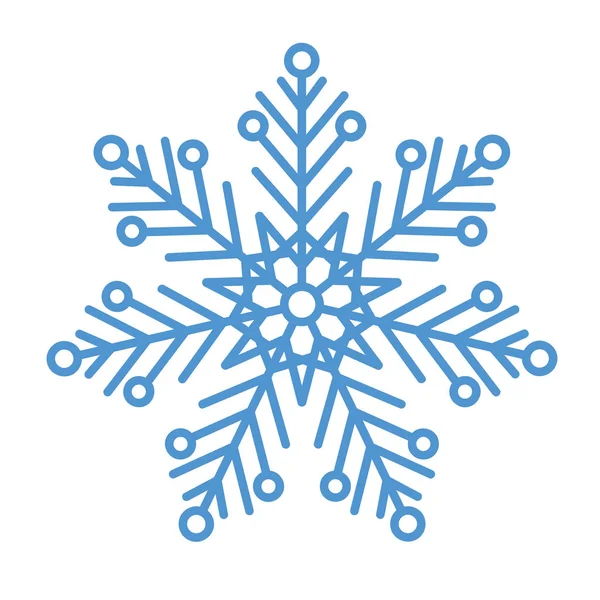 Copos de nieve planos. Cristales de copo de nieve de invierno, forma de nieve de Navidad — Vector de stock