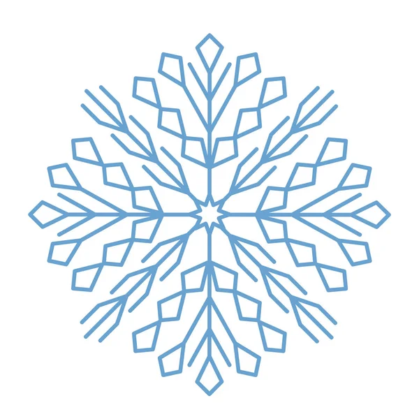 Copos de nieve planos. Cristales de copo de nieve de invierno, forma de nieve de Navidad — Vector de stock