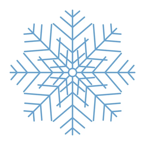 Copos de nieve planos. Cristales de copo de nieve de invierno, forma de nieve de Navidad — Vector de stock