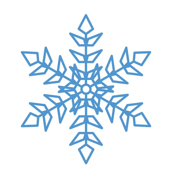 Copos de nieve planos. Cristales de copo de nieve de invierno, forma de nieve de Navidad — Archivo Imágenes Vectoriales