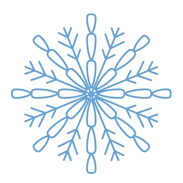 平坦的雪花。 冬天的雪花晶体，圣诞节的雪花形状 — 图库矢量图片