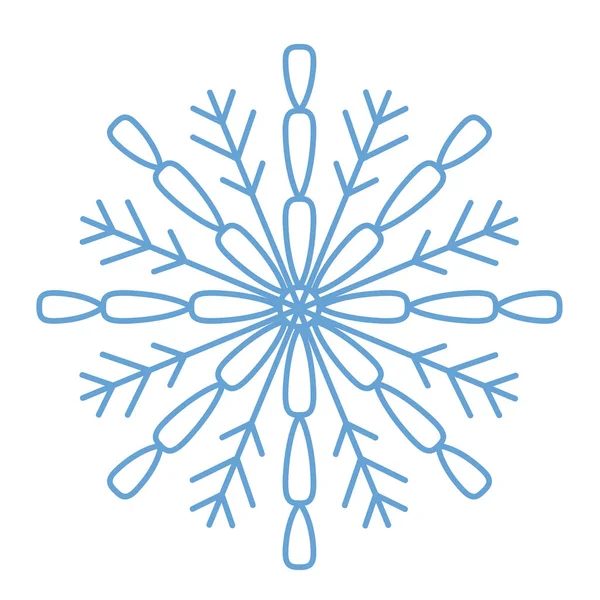 Copos de nieve planos. Cristales de copo de nieve de invierno, forma de nieve de Navidad — Vector de stock