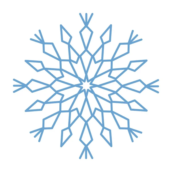 Copos de nieve planos. Cristales de copo de nieve de invierno, forma de nieve de Navidad — Vector de stock