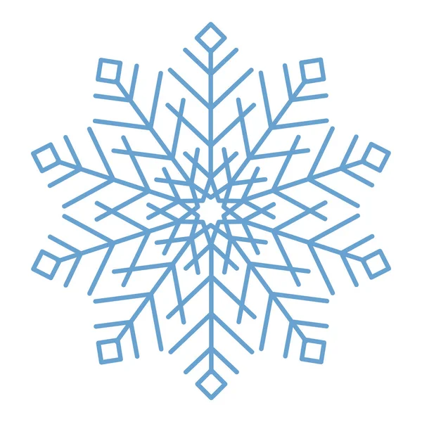 Copos de nieve planos. Cristales de copo de nieve de invierno, forma de nieve de Navidad — Vector de stock