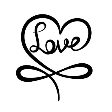 Sevgi ve sonsuzluk sembolü el ile dekoratif kalp şekli beyaz, stok vektör illüstrasyon tasarımı için çizilmiş 