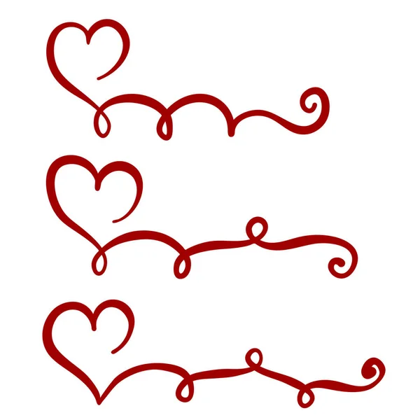 Kalligrafie Red Ribbon Heart Symbool Voor Ontwerp Witte Achtergrond Vector — Stockvector