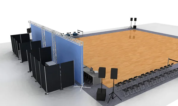 Stand, event, fair, exhibition, furniture, 3d illustration, rendering