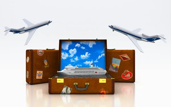 Vacation World Summer Holidays Put All Your Life Suitcase Illustration — Stock Photo, Image