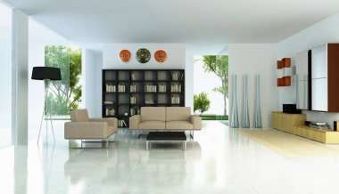 Etnik iç kanepe ve koltuk, 3d çizim ile