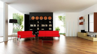 Etnik iç kanepe ve koltuk, 3d çizim ile