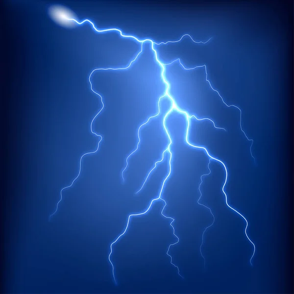 在夜风暴天空中的矢量闪电打击 — 图库矢量图片