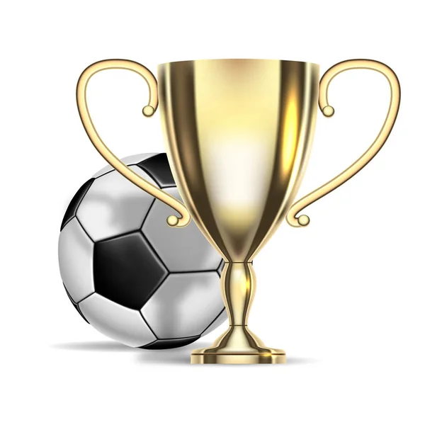 Campeonato Futebol Bola Futebol Taça Dourada Ilustração Vector —  Vetores de Stock