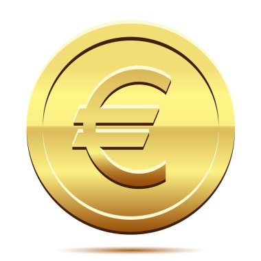 Beyaz bir arka plan üzerinde Euro izole sikke simge. İllüstrasyon vektör Eps10.