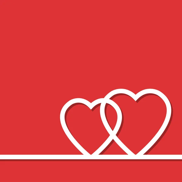 Dos Corazones Whate Sobre Fondo Rojo Ilustración Vectorial — Vector de stock