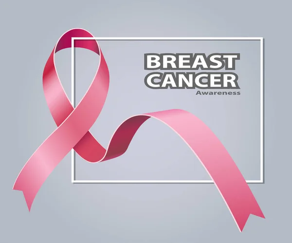 Pink Ribbon Breast Cancer Awareness Symbool Grijze Achtergrond Vectorillustratie — Stockvector