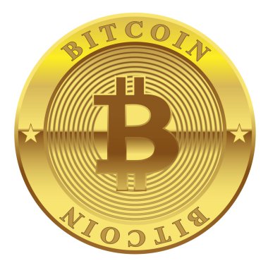 Altın sikke Bitcoin beyaz arka plan üzerinde izole işareti. Mali dünyada kavram cryptocurrency. İşletme Bankacılığı. Vektör çizim