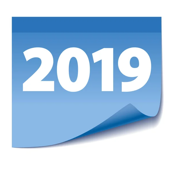 青いテープ付箋 2019 白い背景で隔離の新年の日付を Verctor イラスト — ストックベクタ