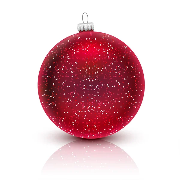Boule Noël Rouge Avec Cerf Isolé Sur Fond Blanc Illustration — Image vectorielle