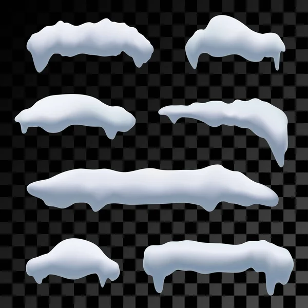 Seven Snow Caps Snowball Snowdrifts Winter Decoration Cartoon Snowy Elements — Stock Vector
