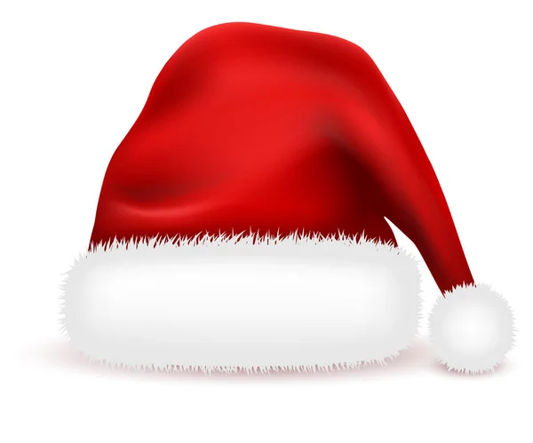 白い背景の上毛皮分離とクリスマス サンタ クロースの帽子 新年の赤い防寒帽 ベクトル図 — ストックベクタ