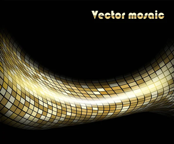 Mosaico Onda Dourada Sobre Fundo Preto Ilustração Vector — Vetor de Stock