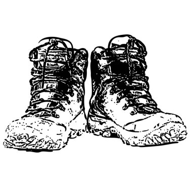 Kirli botları izole bir çift beyaz arka plan üzerinde. Vektör çizim.