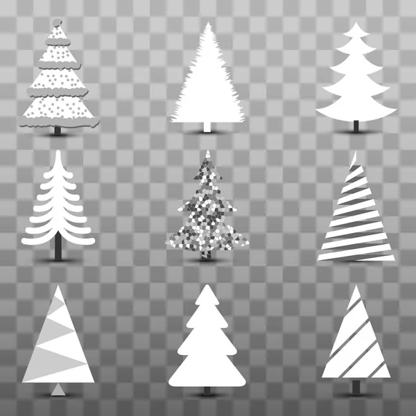 Christmas Tree Set Isolated Transparent Background Illustration Vector — Stock Vector