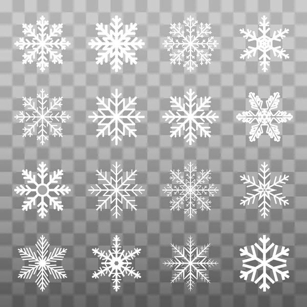 Set Blanco Invierno Copo Nieve Aislado Sobre Fondo Transparente Diseño — Archivo Imágenes Vectoriales