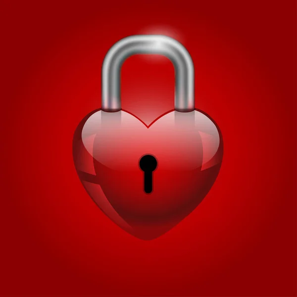 Heart Lock Abstract Valentine Day Icon Red Background Vector Illustration — Stock Vector