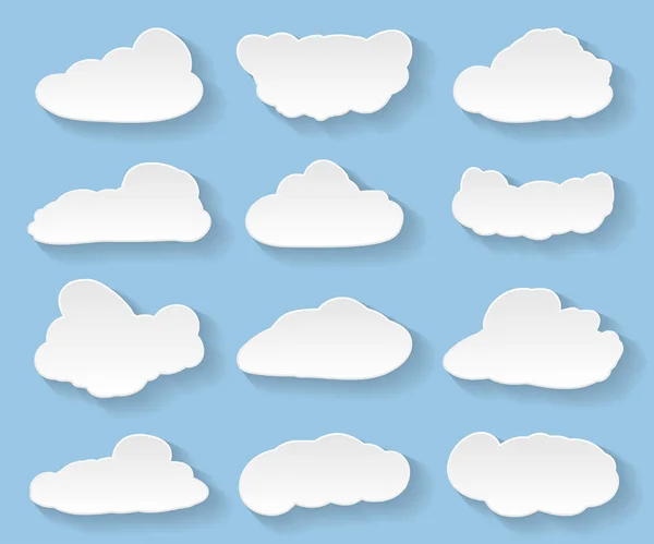 Nuages Dessins Animés Sur Fond Bleu Définir Des Icônes Pour — Image vectorielle