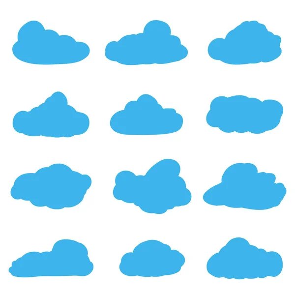 Cartoon Clouds White Background Set Icons Messages Banners Web Design — Stock Vector