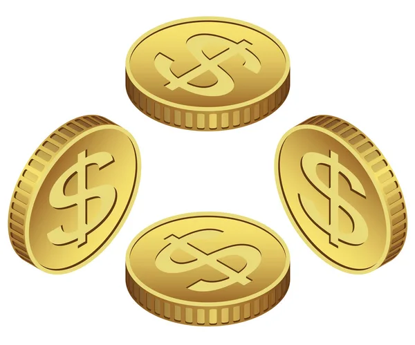 Ícone Ouro Isométrico Dólar Moeda Isolado Fundo Branco Ilustração Vector —  Vetores de Stock
