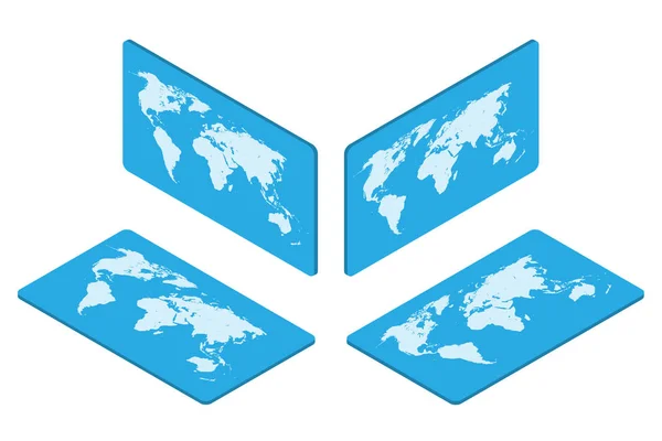 Isometrische Wereldkaart Aarde Geïsoleerd Een Witte Achtergrond Illustratie Vector Set — Stockvector