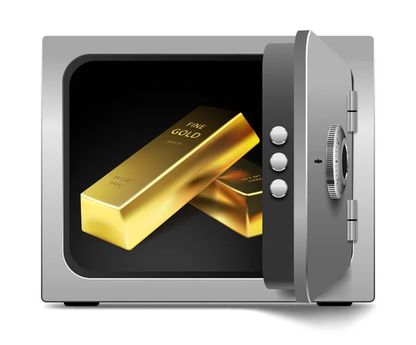 Úložiště Zlaté Cihly Izolovaných Bílém Pozadí Bankovní Bezpečnostní Koncept Ikona — Stockový vektor