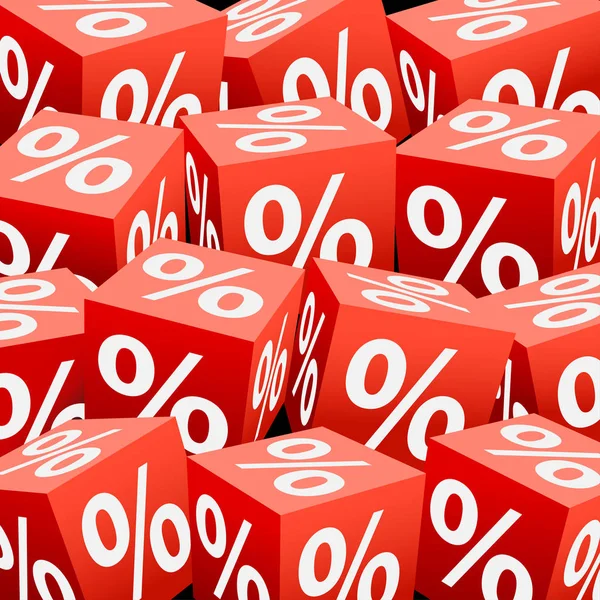 Porcentaje Dados Rojos Descuentos Conceptuales Ventas Ilustración Vectorial — Vector de stock