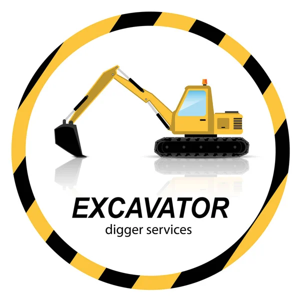 Excavadora amarilla, máquinas excavadoras en banner — Vector de stock