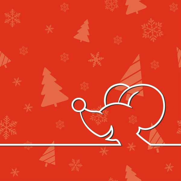 圣诞贺卡与卡通鼠标在节日的红色背景 — 图库矢量图片