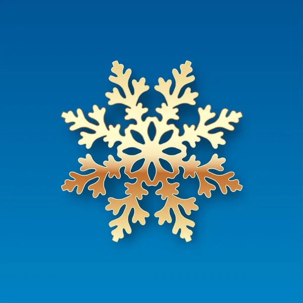 Kerstkaart Met Een Gouden Sneeuwvlok Een Blauwe Achtergrond Vector Illustratie — Stockvector