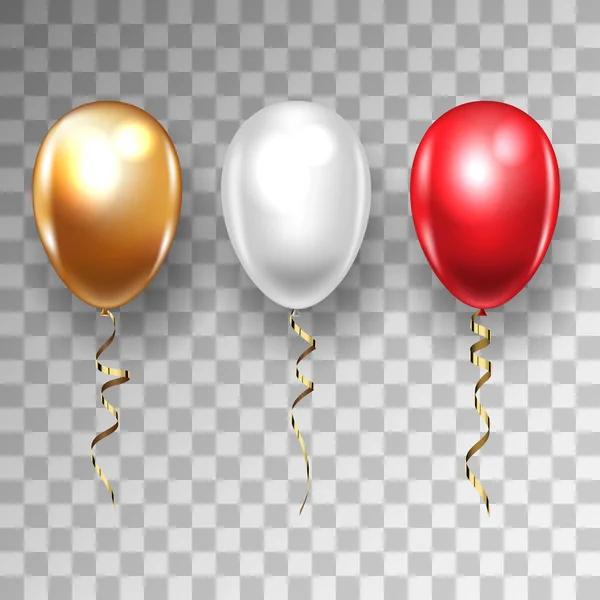 Tre Ballonger För Födelsedag Festliga Tillfällen Fester Bröllop Transparen — Stock vektor